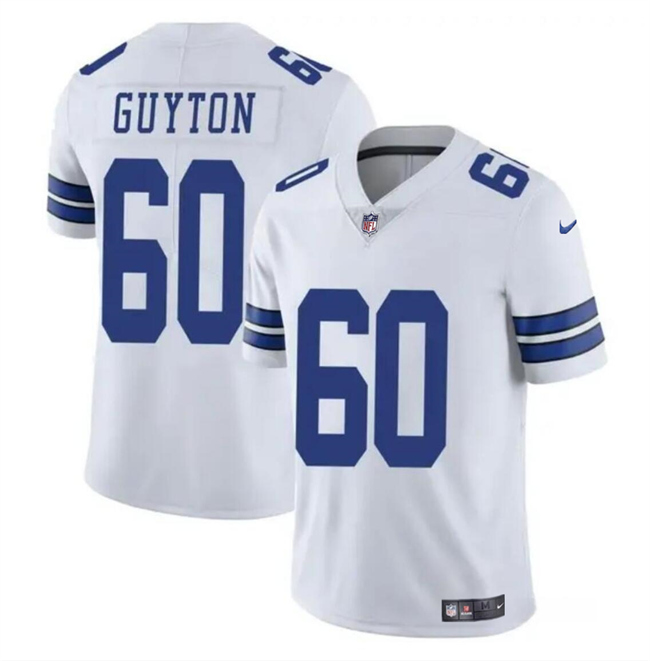 Youth Dallas Cowboys #60 Tyler Guyton White 2024 Draft Vapor Untouchable Limited Football Stitched Jersey